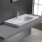 CeraStyle 031200-U/D Drop In Sink With Counter Space, Modern, Rectangular